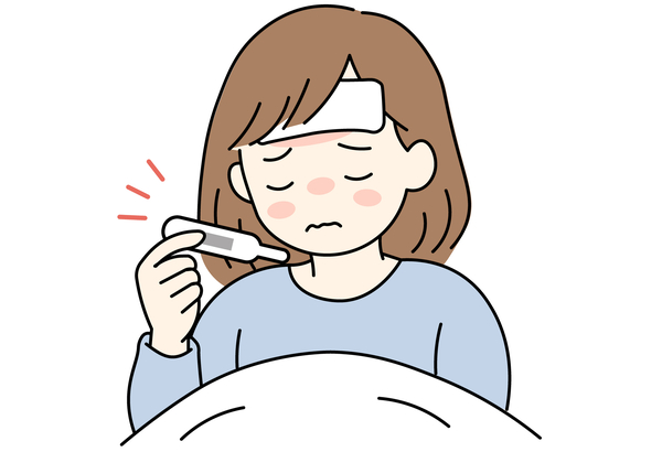 熱の女性画像|【ブログ】感染症対策と口腔内の環境の関係|京橋駅直結の歯医者 京橋 銀座みらい歯科
